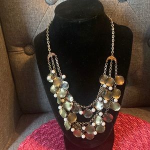 Vintage gold and white noisemaker necklace